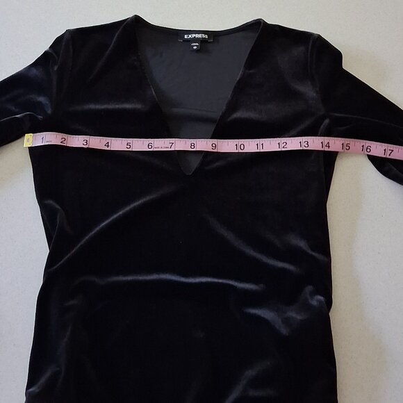EXPRESS Long Sleeve Black Velvet Bodysuit Women's Size XS - Picture 10 of 16